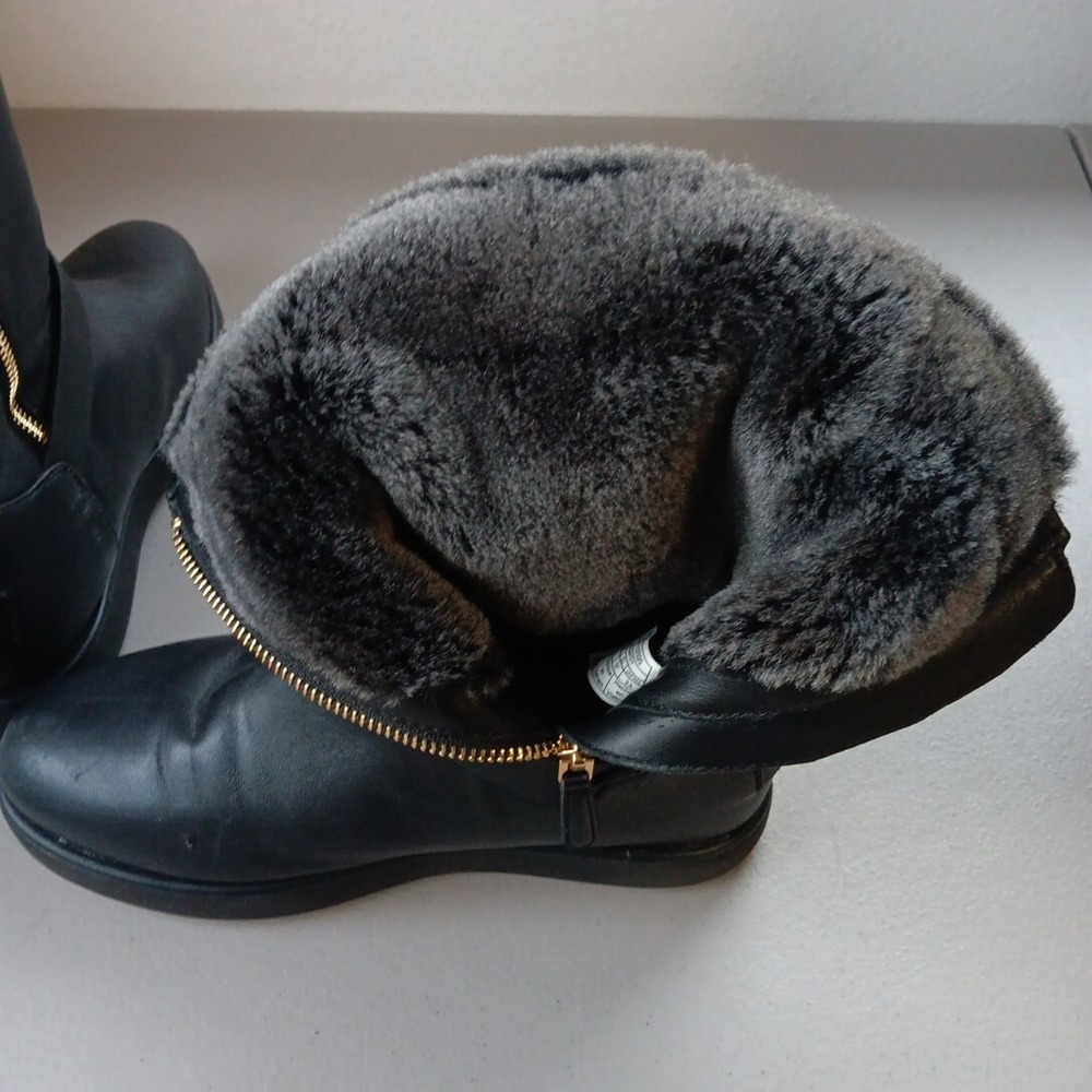 Ugg Berge Boot Womens 6 Short Fur Lined Black Equestrian Buckle Warm Booties - Picture 10 of 13